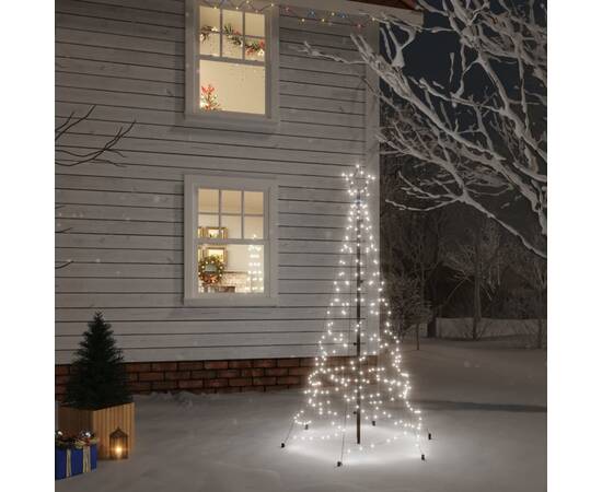 Brad de crăciun, 200 led-uri alb rece, cu țăruș, 180 cm