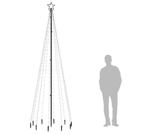 Brad de crăciun, 310 led-uri, alb cald, 300 cm, cu țăruș, 7 image