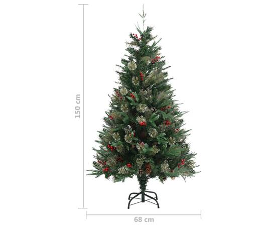 Brad de crăciun cu conuri de pin, verde, 150 cm, pvc&pe, 6 image