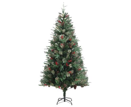 Brad de crăciun cu conuri de pin, verde, 225 cm, pvc&pe, 2 image