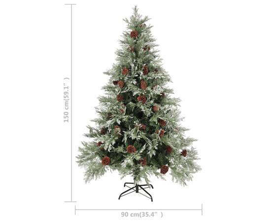 Brad de crăciun cu conuri de pin, verde/alb, 150 cm, pvc&pe, 5 image