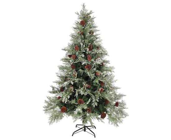 Brad de crăciun cu conuri de pin, verde/alb, 150 cm, pvc&pe, 2 image