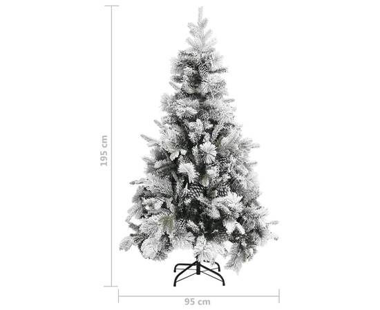 Brad de crăciun cu zăpadă & conuri, 195 cm, pvc&pe, 6 image