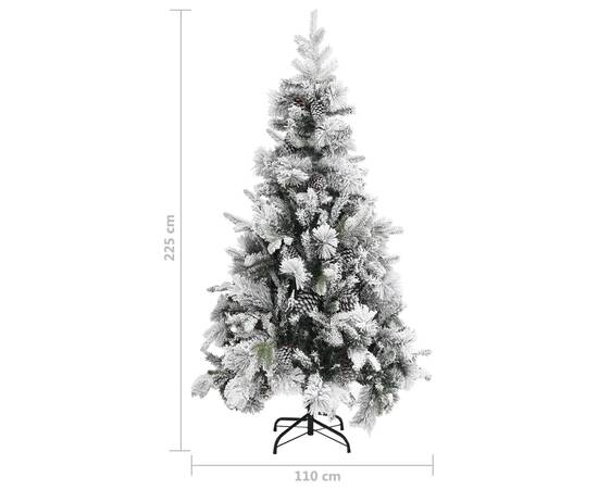 Brad de crăciun cu zăpadă & conuri, 225 cm, pvc&pe, 6 image