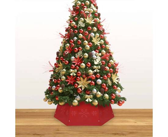 Fustă brad de crăciun, roșu, Ø68x25 cm, 3 image