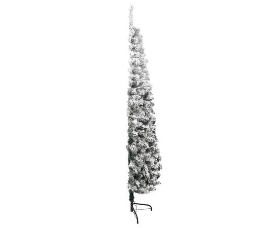 Jumătate brad de crăciun artificial subțire, cu zăpadă, 180 cm, 5 image