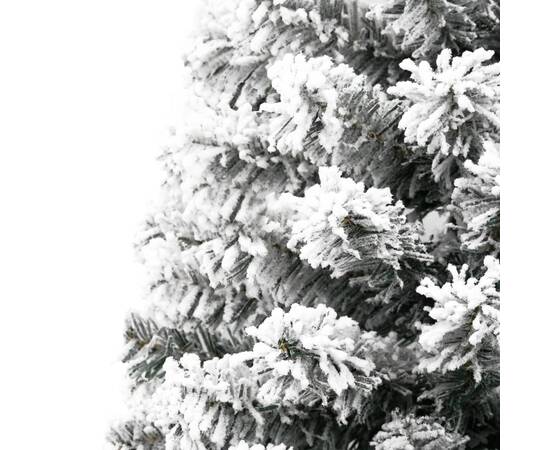 Jumătate brad de crăciun artificial subțire, cu zăpadă, 180 cm, 7 image