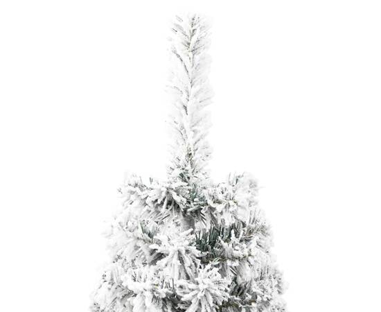 Jumătate brad de crăciun artificial subțire, cu zăpadă, 180 cm, 6 image