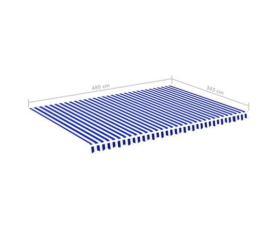 Pânză de rezervă copertină, albastru și alb, 5x3,5 m, 6 image