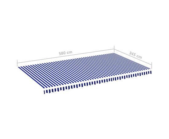 Pânză de rezervă copertină, albastru și alb, 6x3,5 m, 6 image