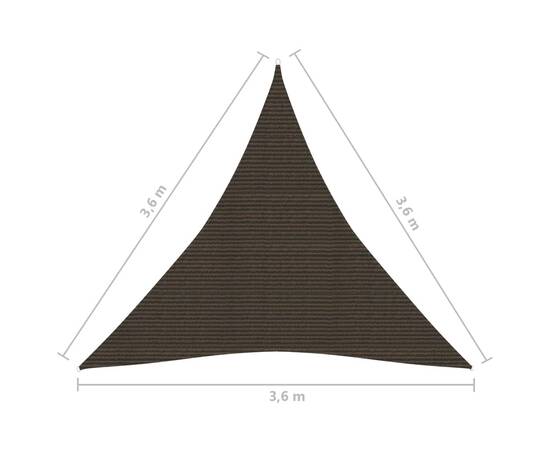 Pânză parasolar, maro, 3,6x3,6x3,6 m, hdpe, 160 g/m², 6 image