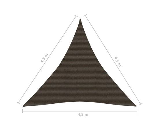 Pânză parasolar, maro, 4,5x4,5x4,5 m, hdpe, 160 g/m², 6 image