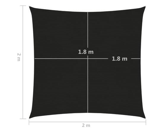 Pânză parasolar, negru, 160 g/m² , 2x2 m, hdpe, 6 image