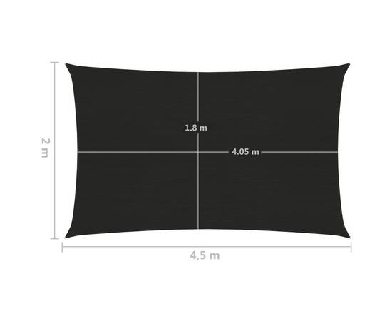 Pânză parasolar, negru, 2x4,5 m, hdpe, 160 g/m², 6 image