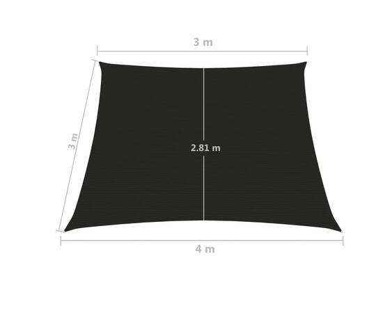 Pânză parasolar, negru, 3/4x3 m, hdpe, 160 g/m², 6 image