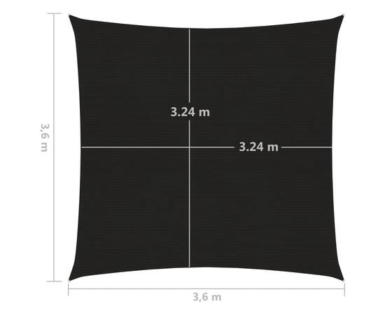 Pânză parasolar, negru, 3,6 x 3,6 m, hdpe, 160 g/m², 6 image