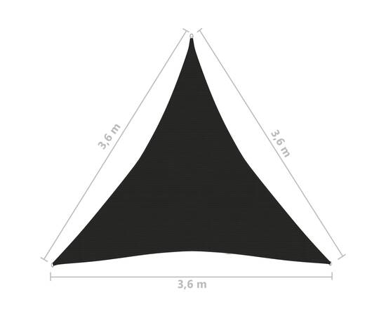 Pânză parasolar, negru, 3,6x3,6x3,6 m, hdpe, 160 g/m², 6 image