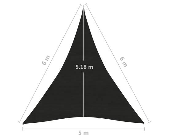 Pânză parasolar, negru, 5x6x6 m, hdpe, 160 g/m², 6 image