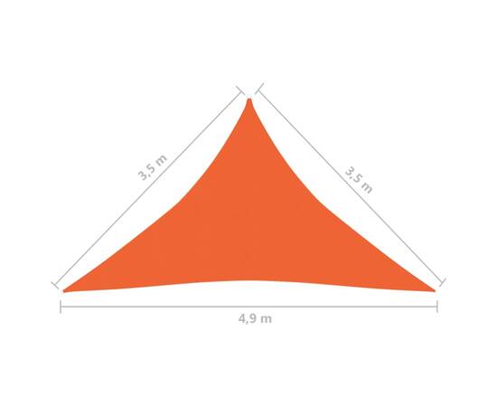 Pânză parasolar, portocaliu, 3,5x3,5x4,9 m, hdpe, 160 g/m², 6 image