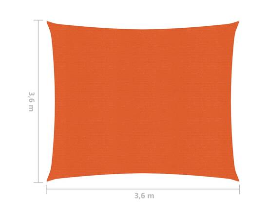 Pânză parasolar, portocaliu, 3,6x3,6 m, hdpe, 160 g/m², 6 image