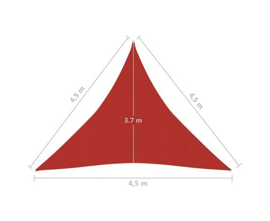 Pânză parasolar, roșu, 4,5x4,5x4,5 m, hdpe, 160 g/m², 6 image