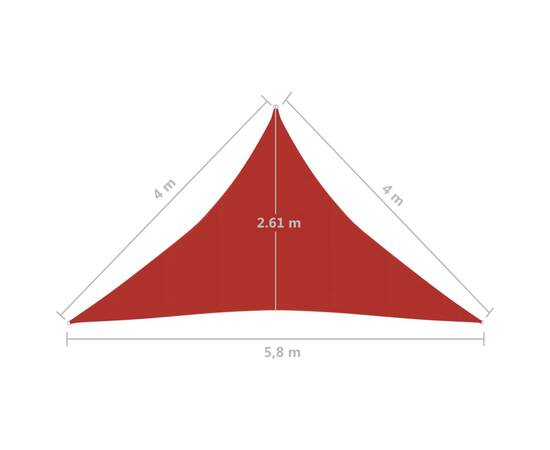 Pânză parasolar, roșu, 4x4x5,8 m, hdpe, 160 g/m², 6 image