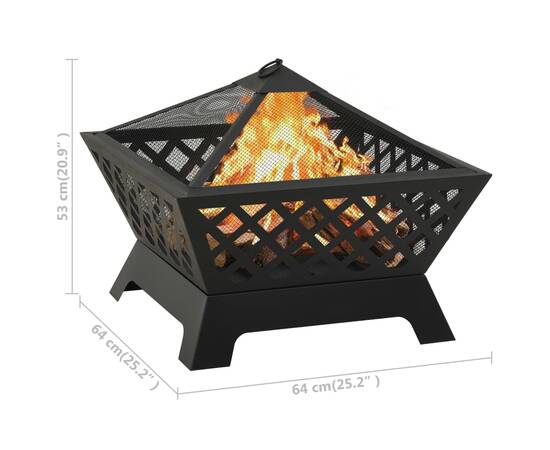 Vatră de foc cu vătrai, 64 cm, oțel, xxl, 8 image