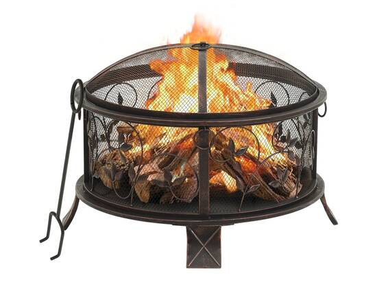 Vatră de foc rustică, cu vătrai, 67,5 cm, oțel, xxl
