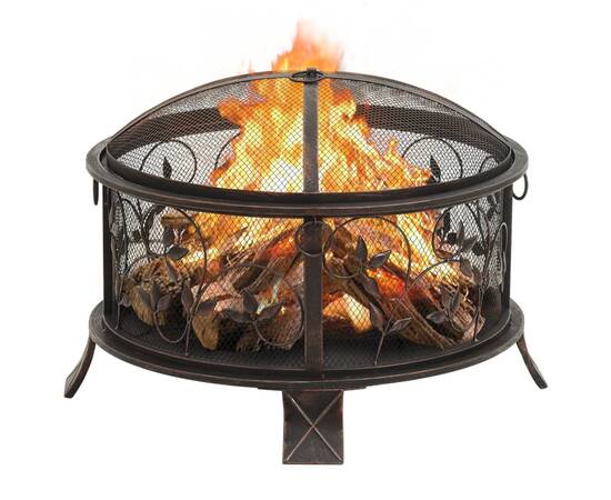 Vatră de foc rustică, cu vătrai, 67,5 cm, oțel, xxl, 2 image