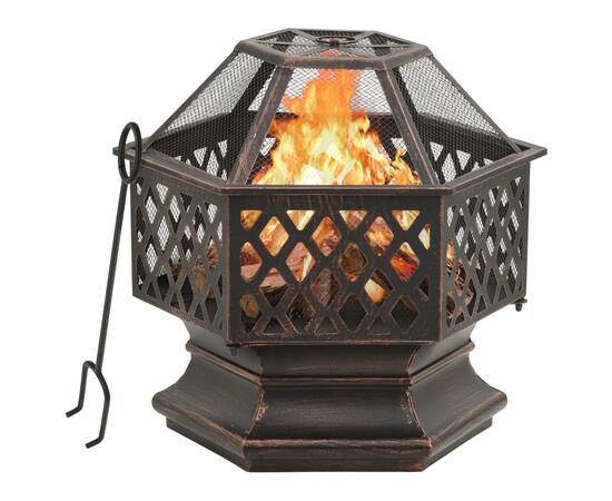 Vatră de foc rustică, cu vătrai 62x54x56 cm oțel, xxl