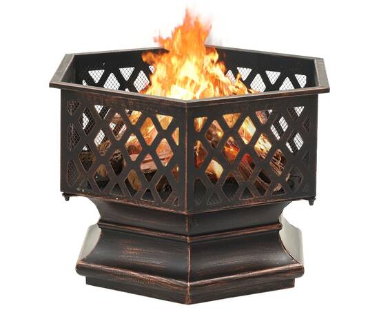 Vatră de foc rustică, cu vătrai 62x54x56 cm oțel, xxl, 4 image