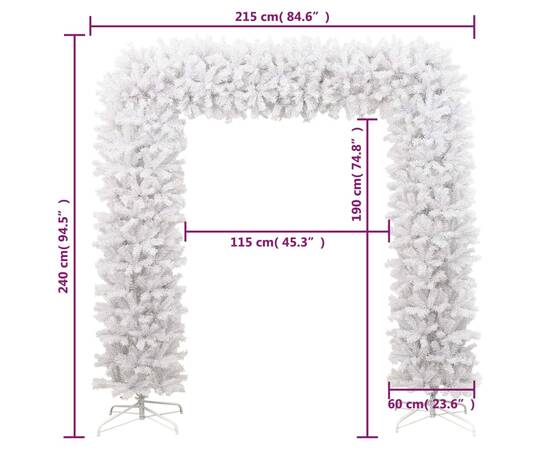 Arcadă pom de crăciun, alb, 240 cm, 6 image