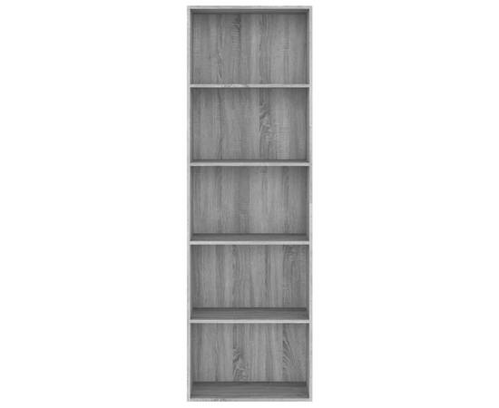 Bibliotecă 5 niveluri gri sonoma 60x30x189 cm lemn compozit, 4 image