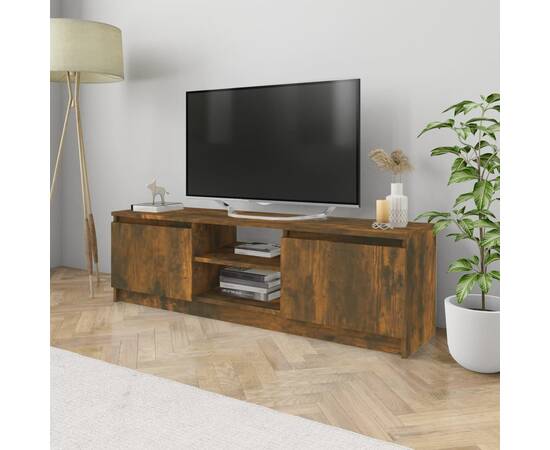Comodă tv, stejar fumuriu, 120x30x35,5 cm, lemn prelucrat