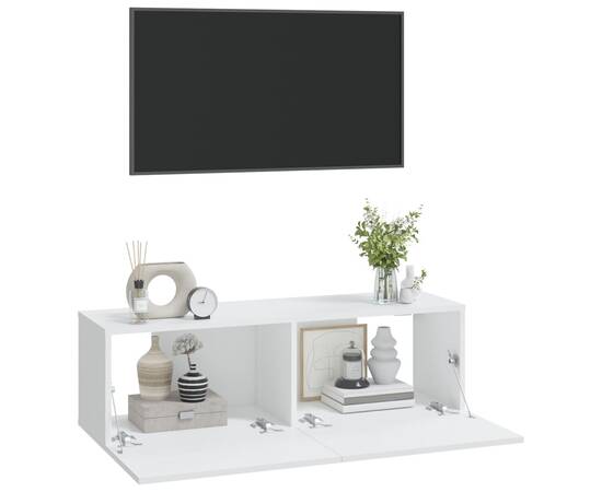 Dulapuri tv de perete 2 buc. alb 100x30x30 cm lemn compozit, 4 image