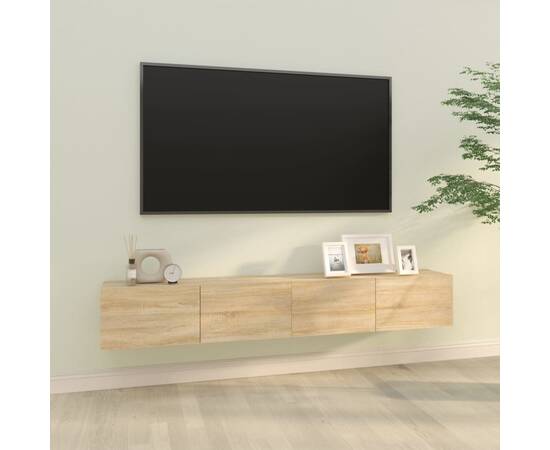 Dulapuri tv de perete 2 buc. stejar 100x30x30 cm lemn compozit