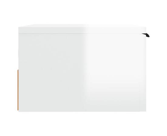 Noptiere de perete, 2 buc., alb extralucios, 34x30x20 cm, 5 image