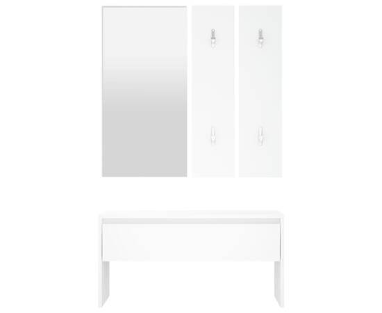 Set de mobilier pentru hol, alb, lemn prelucrat, 5 image