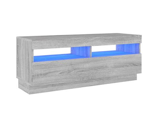 Comodă tv cu lumini led, gri sonoma, 100x35x40 cm, 2 image