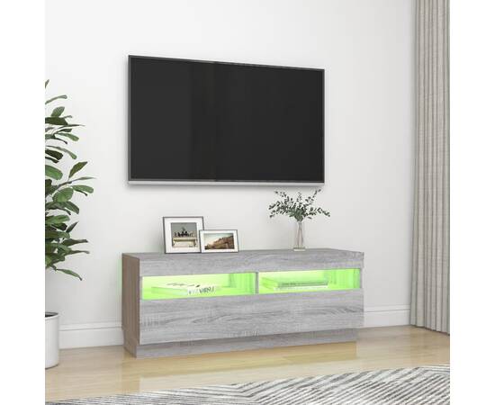Comodă tv cu lumini led, gri sonoma, 100x35x40 cm, 4 image