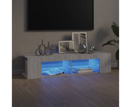 Comodă tv cu lumini led, gri sonoma, 135x39x30 cm