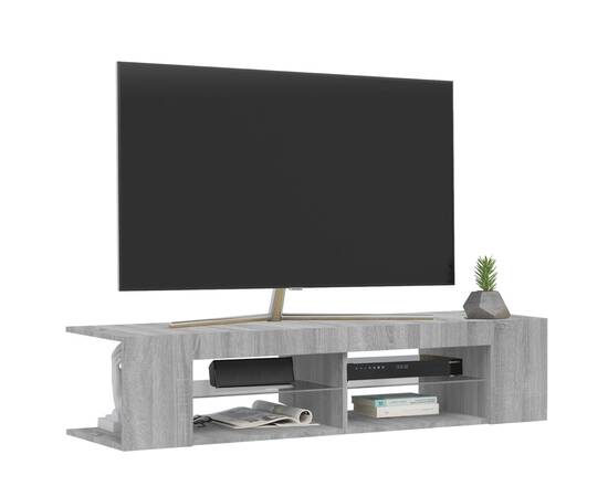 Comodă tv cu lumini led, gri sonoma, 135x39x30 cm, 6 image