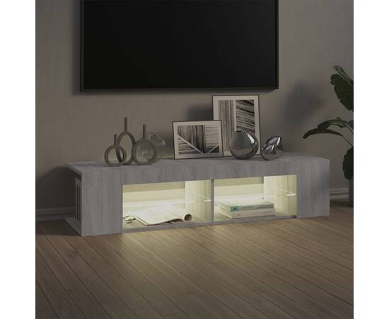 Comodă tv cu lumini led, gri sonoma, 135x39x30 cm, 8 image