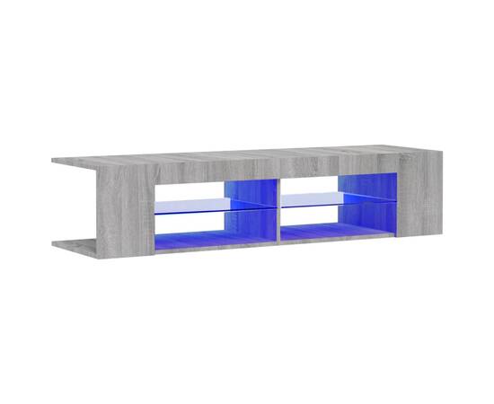 Comodă tv cu lumini led, gri sonoma, 135x39x30 cm, 2 image