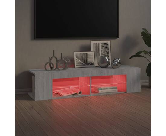 Comodă tv cu lumini led, gri sonoma, 135x39x30 cm, 7 image