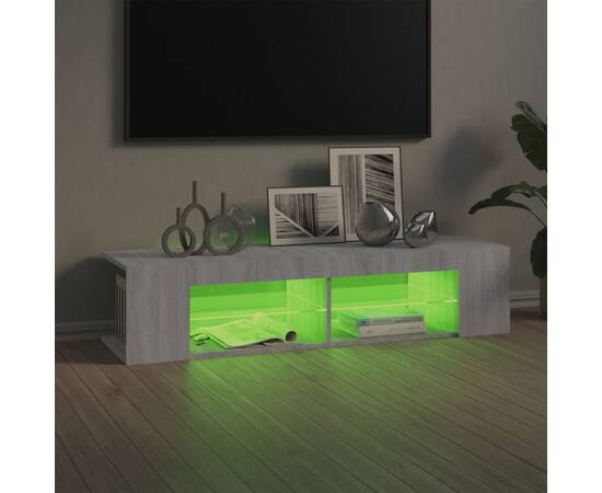 Comodă tv cu lumini led, gri sonoma, 135x39x30 cm, 9 image