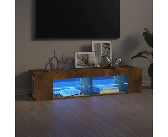 Comodă tv cu lumini led, stejar fumuriu, 135x39x30 cm