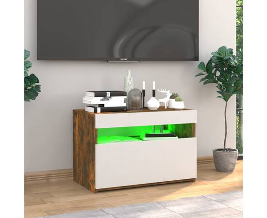 Comodă tv cu lumini led, stejar fumuriu, 60x35x40 cm, 3 image