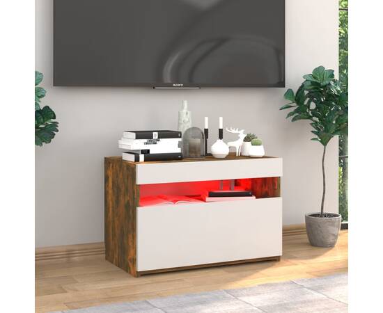 Comodă tv cu lumini led, stejar fumuriu, 60x35x40 cm, 4 image