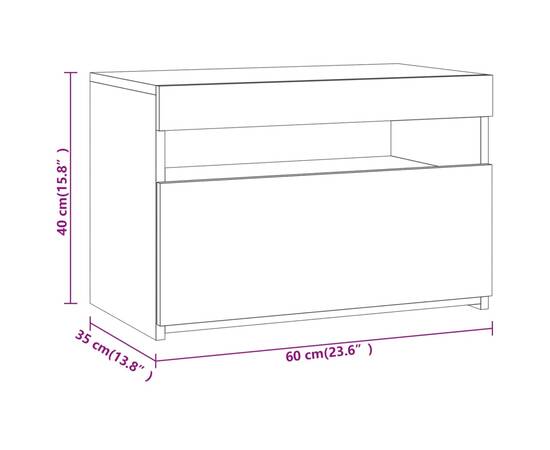 Comodă tv cu lumini led, stejar fumuriu, 60x35x40 cm, 11 image